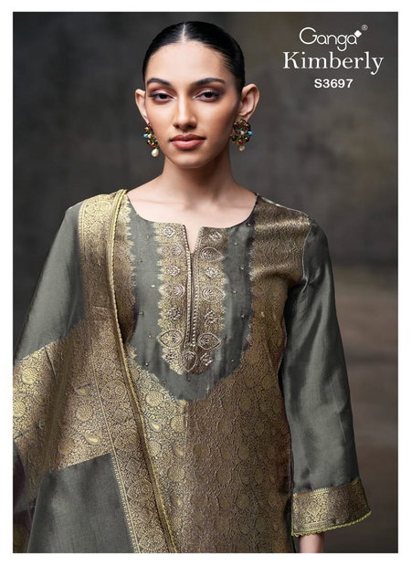 Kimberly 3697 By Ganga Pure Viscose Woven Dress Material  Wholesale Market In Surat With Price